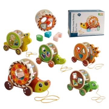Игрушка деревянная сортер каталка - зверушки