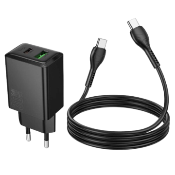 СЗУ Type-C Hoco N71 PD30W+QC3,0 + кабель Type-C to Type-C