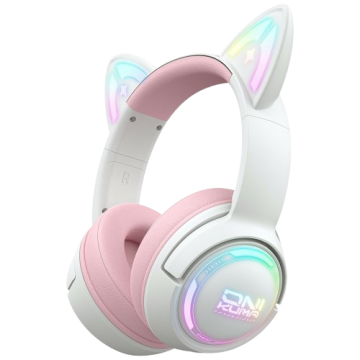 Наушники ONIKUMA Bluetooth GT838 Cat Ear 3 Mode RGB with Mic - Pink