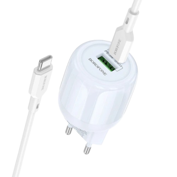 СЗУ Type-C Borofone BA93A PD20W+QC3.0 (1USB-A/1C) + кабель Type-C to Type-C
