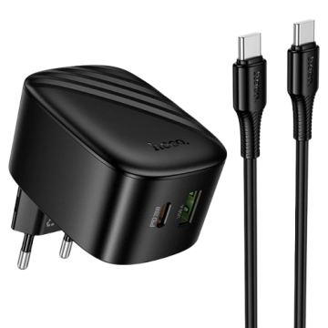 СЗУ Type-C Hoco CS102A Folding PD30W+QC3.0 (1USB-A/1C) +кабель Type-C to Type-C