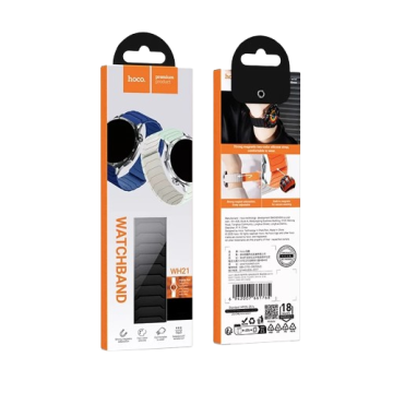 Ремешок 22mm HOCO WH21 Flexible Magnetic Silicone Black with Orange